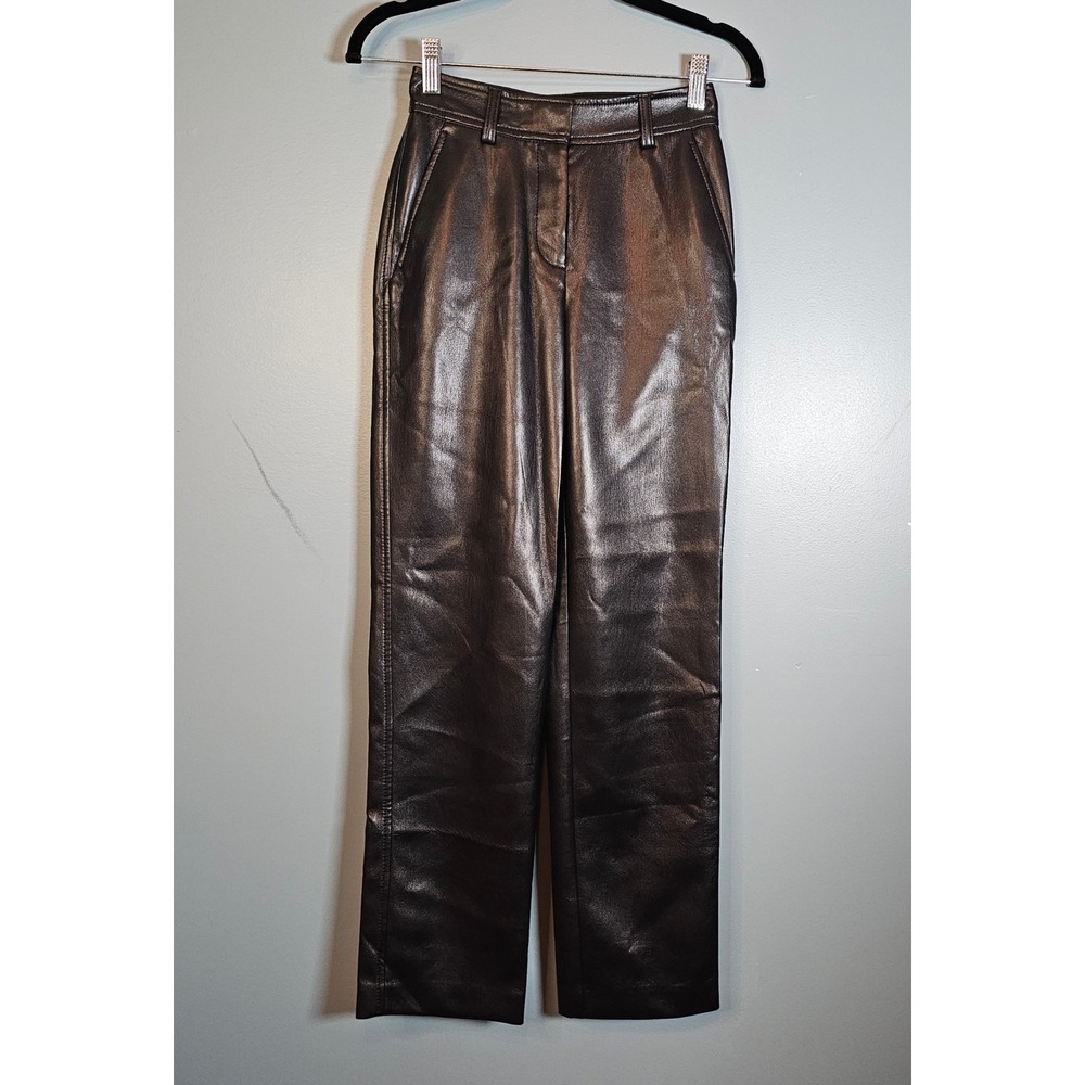 Babaton Aritzia Command Pant‎ Vegan Leather Straight Leg Black Size 00 99510